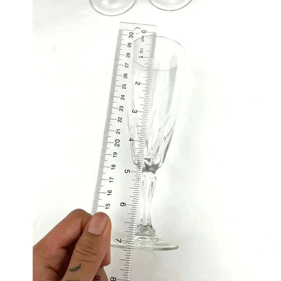 VTG Set of 4 Clear Glass Champagne Flute Wine 7" Unmarked Stemware - Picture 3 of 13